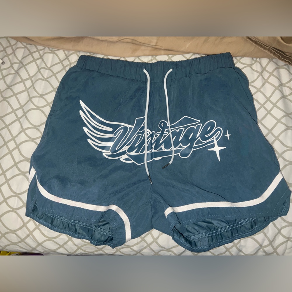 Vintage Athletic Blue Shorts with White Accents